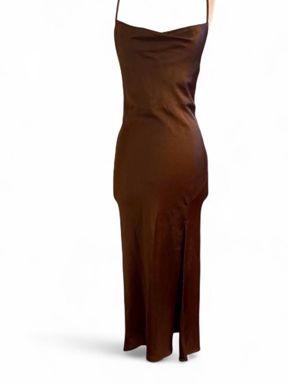 Sleek Brown Slip Maxi Dress with Side Slit